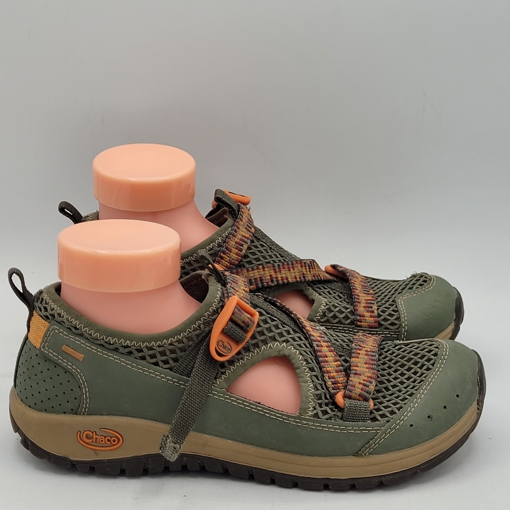 Chaco Odyssey Youth Sports Sandals Size 4 Green And Orange